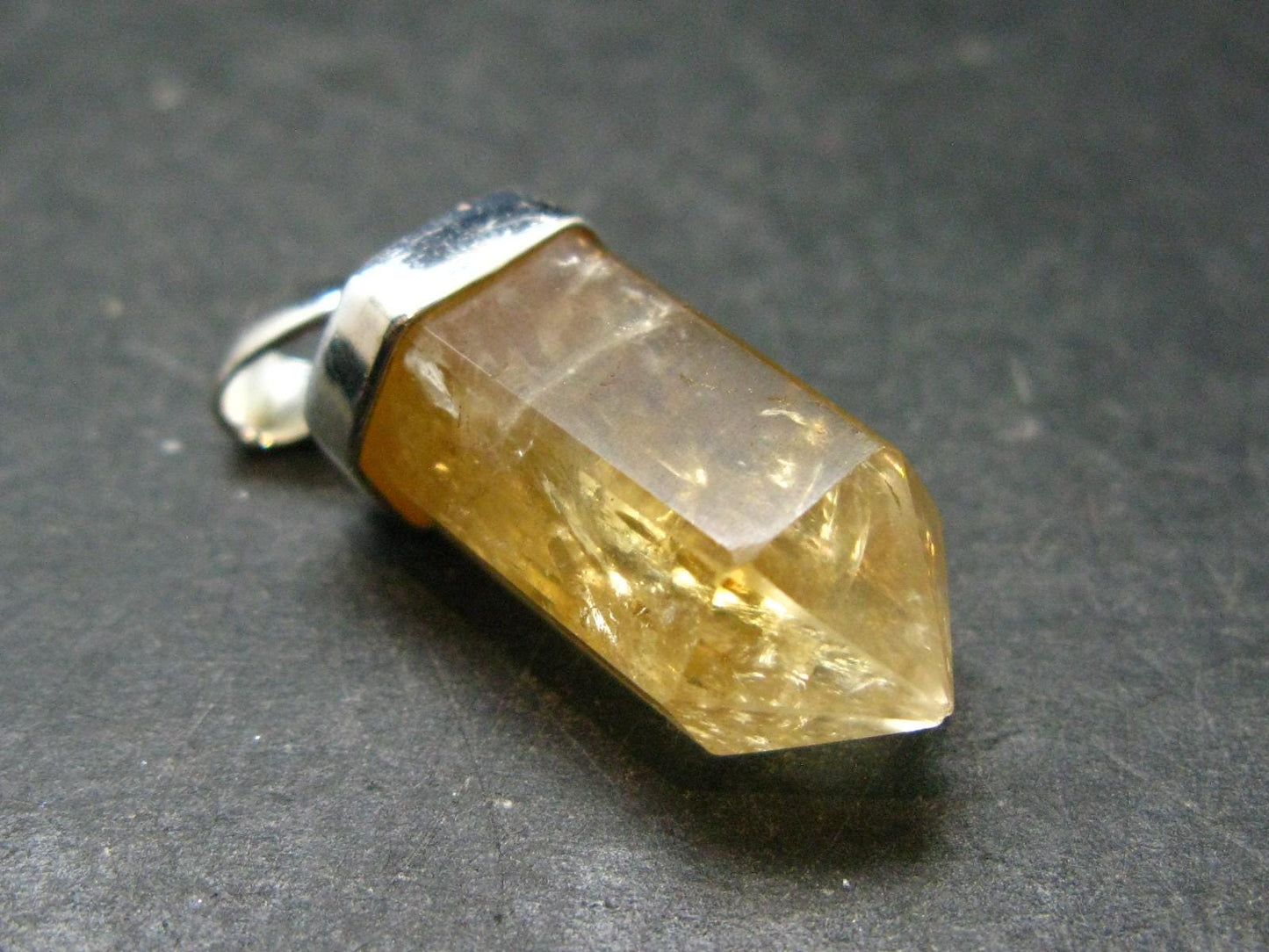 Yellow Citrine Sterling Silver Pendant from Brazil - 1.4" - 7.12 Grams