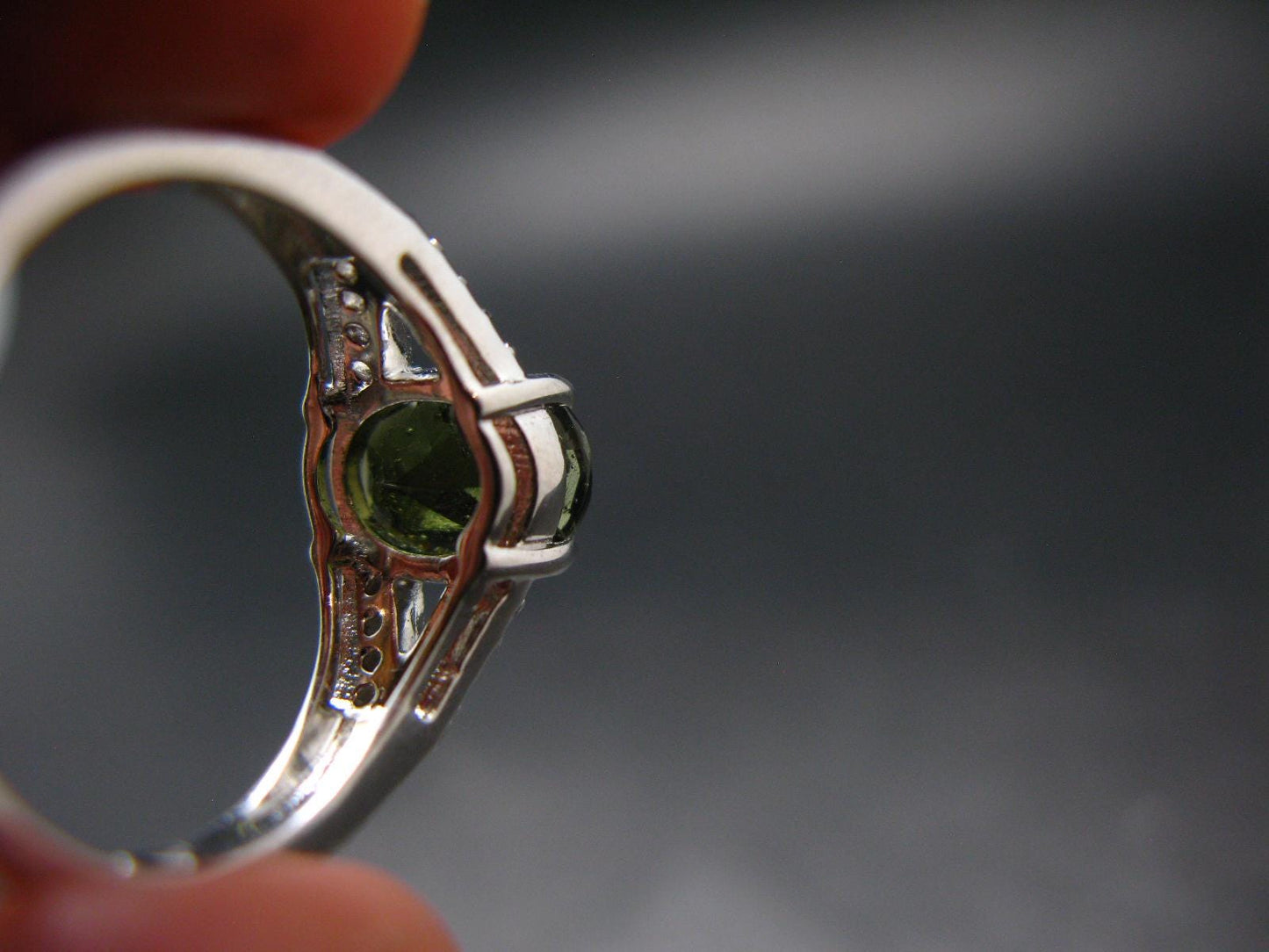 Moldavite Sterling Silver Ring From Czech Republic - Size 7.25 - 3.30 Grams