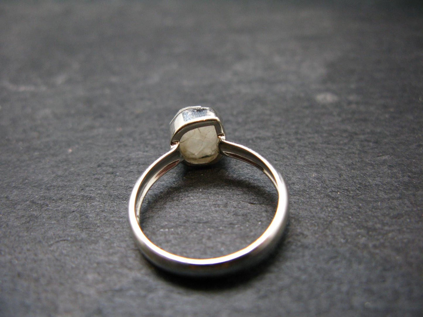 Very Rare White Cryolite 925 Silver Ring from Greenland - Size 6 - 2.0 Grams