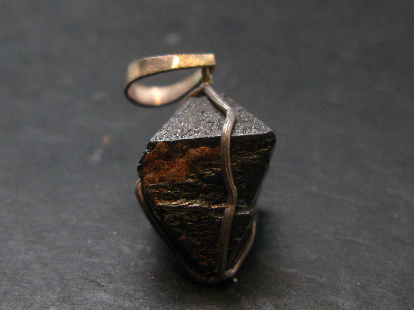 Magnetite Crystal Silver Pendant From Bolivia - 0.8" - 3.27 Grams