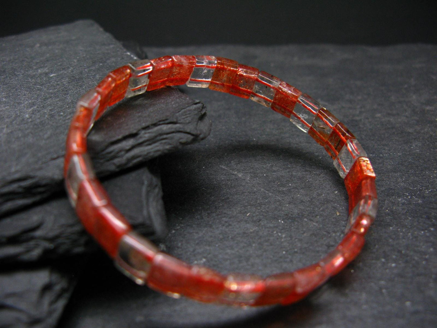 Sunstone Genuine Bracelet ~ 7 Inches ~ 8mm Squared Beads