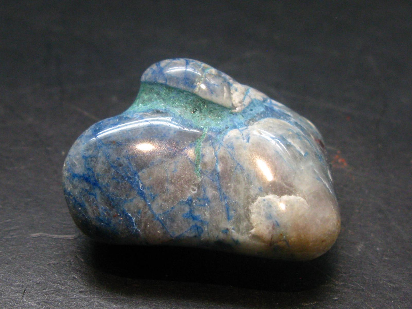 Quantum Quattro Tumbled Malachite Dioptase Shattuckite Chrysocola Stone - 1.4" - 24.74 Grams