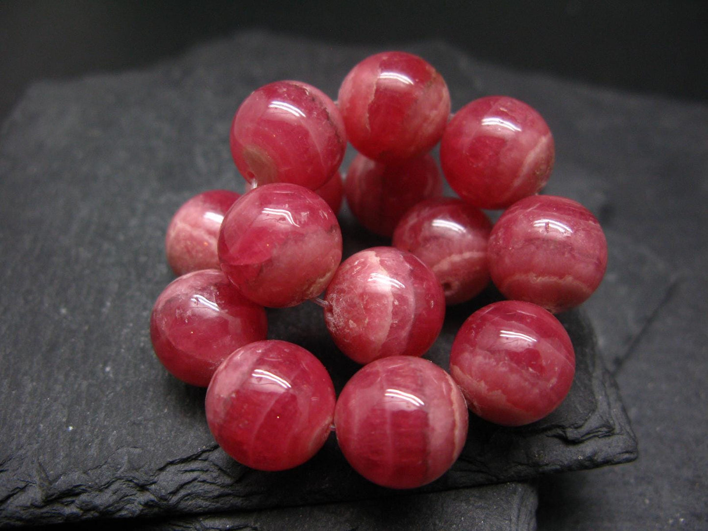 Rhodochrosite Genuine Bracelet ~ 7 Inches ~ 14mm Round Beads