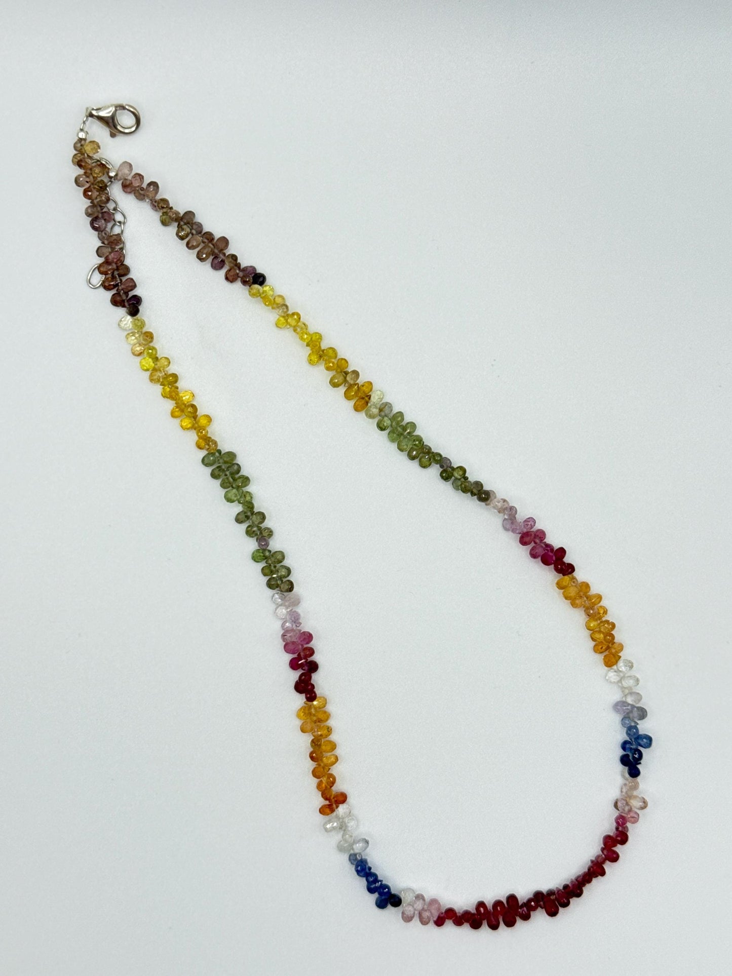Rainbow Sapphire Beaded Necklace: Healing Crystal Jewelry, September Birthstone