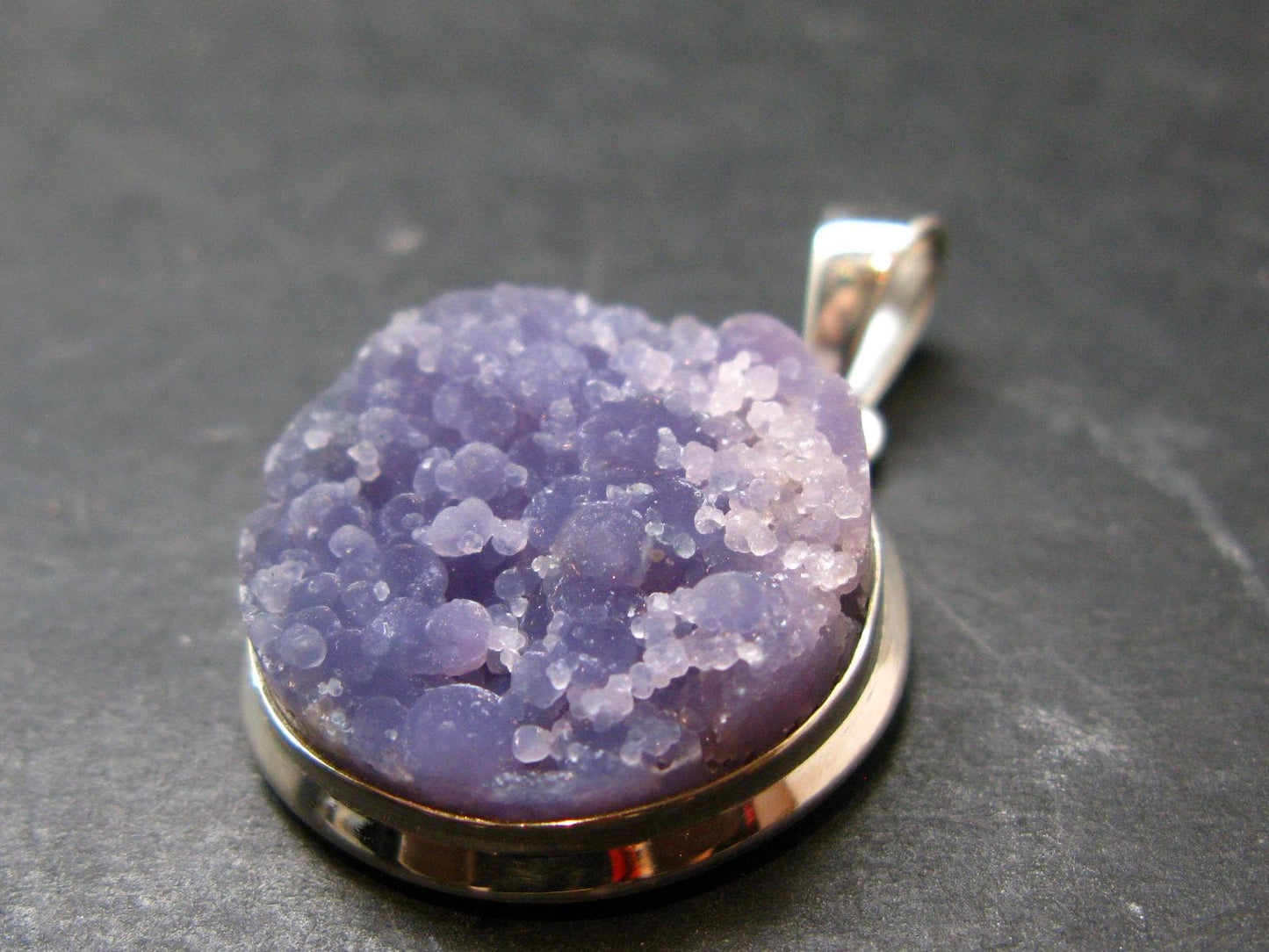 Purple Grape Agate Cluster Silver Pendant From Indonesia - 1.4" - 10.0 Grams