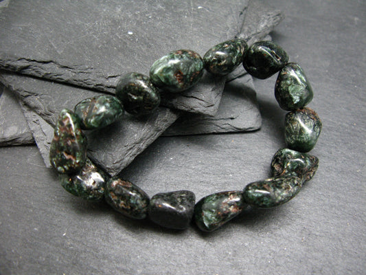 Seraphinite Clinochlore Genuine Bracelet ~ 7 Inches ~ 16mm Tumbled Beads