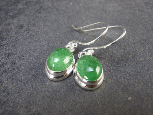 Tsavorite Gem Green Garnet Sterling Silver Earrings from Tanzania - 3.10 Grams