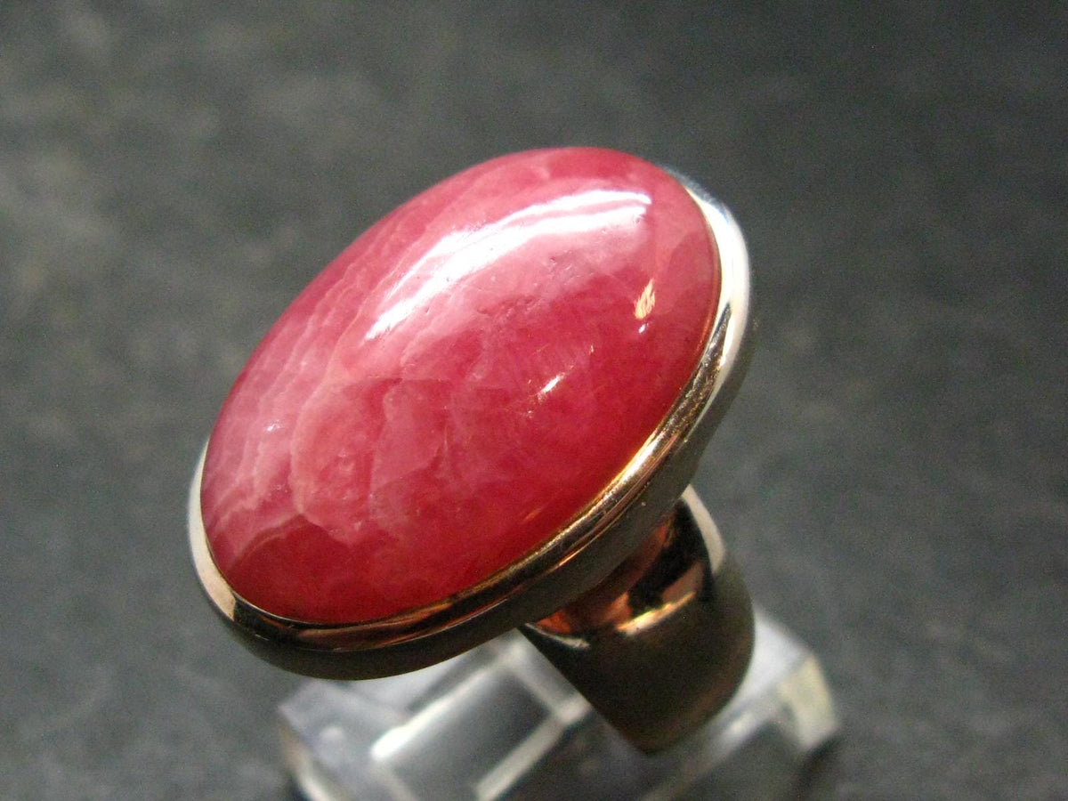 Rhodochrosite Silver Ring From Argentina - 13.15 Grams - Size 9