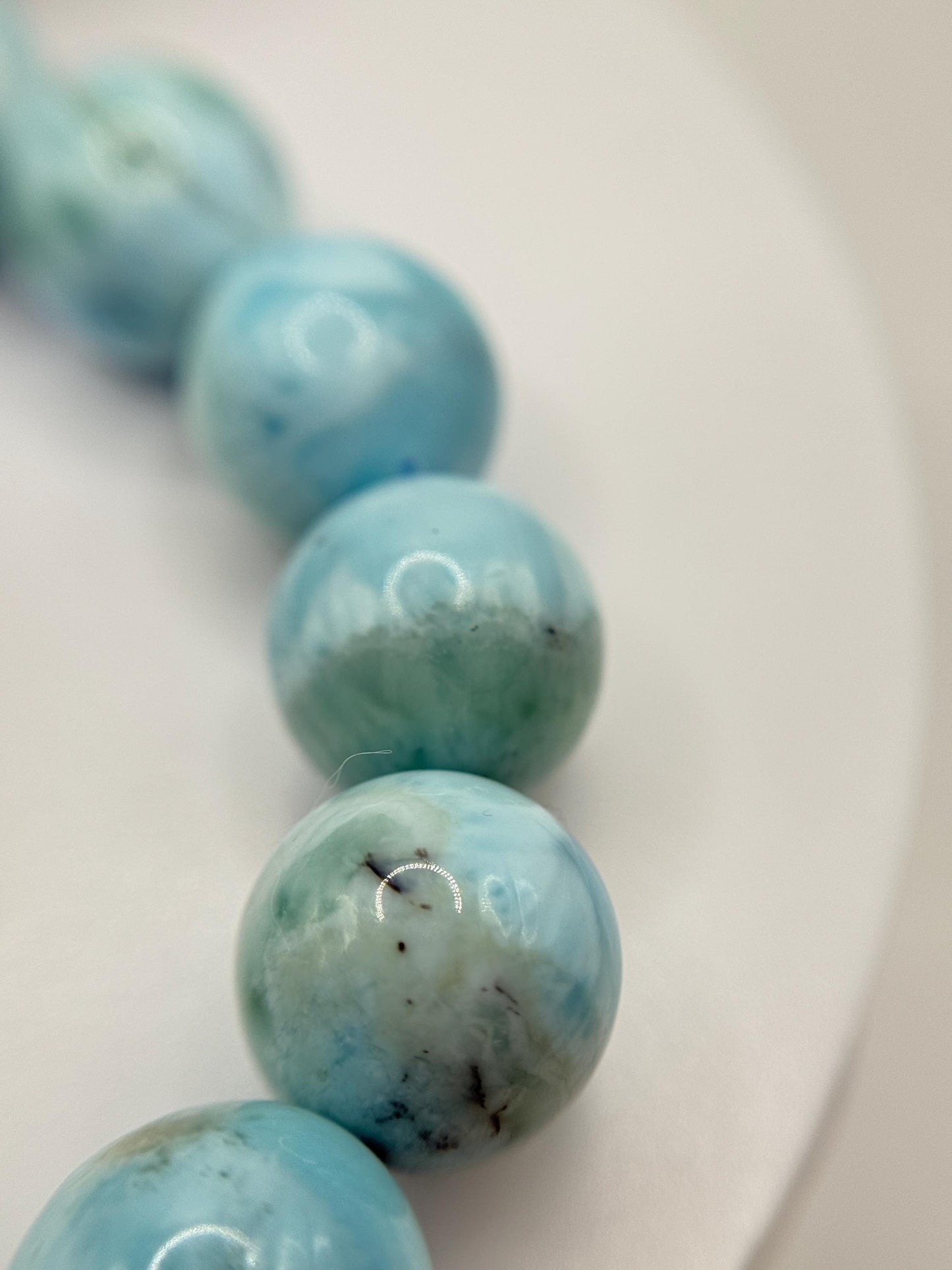 Larimar Beaded Bracelet Blue Gemstone Natural Jewelry Ocean Stone Gift