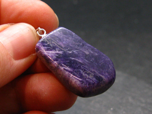 Rare High-Quality Charoite Pendant In SS From Russia - 1.4" - 5.15 Grams