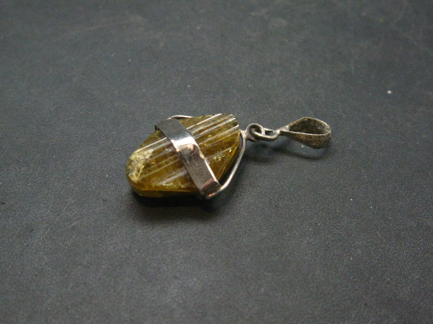 Nice Rare Terminated Epidote Crystal Silver Pendant From Peru - 1.3" - 3.30 Grams
