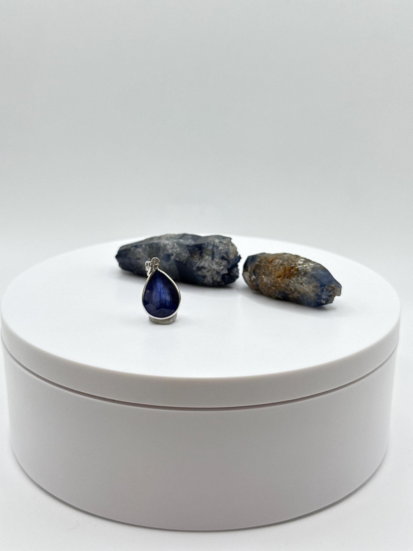 Pear Shape Sapphire Pendant | Natural Blue Sapphire Cabochon Necklace | Sterling Silver Pendant | September Birthstone Jewelry - 1.61 g