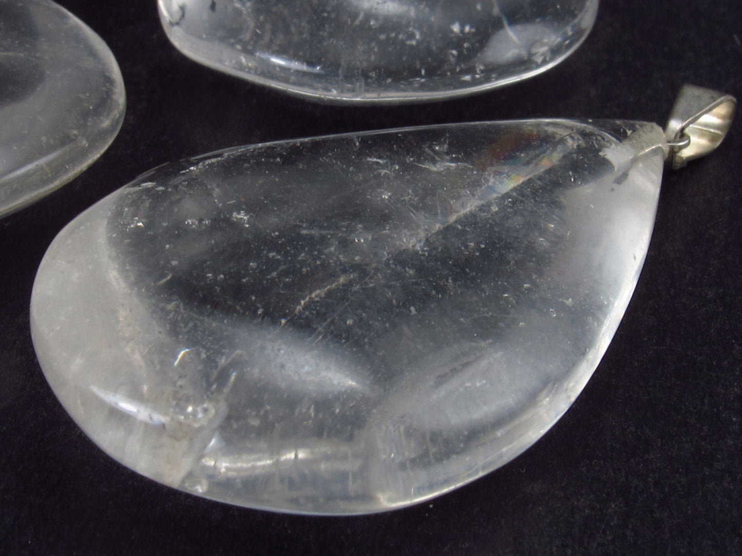 Lot of Three Natural Clear Drop Shaped Quartz Crystal Pendant from Brazil