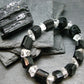 Black Tourmaline & Herkimer Diamond Genuine Bracelet ~ 7 Inches ~ 12mm Crystal Beads