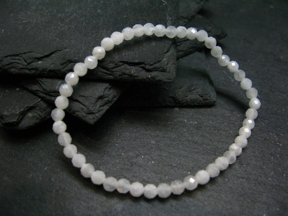 Moonstone Genuine Bracelet ~ 7 Inches ~ 4mm Round Facetted Beads
