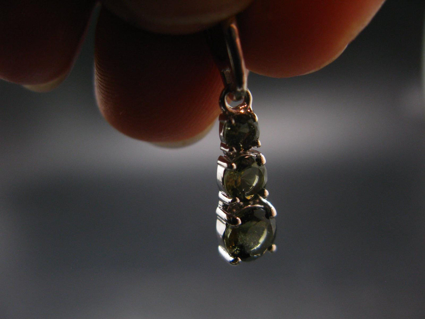 Moldavite Tektite Silver Pendant from Czech Republic - 0.8" - 0.92 Grams