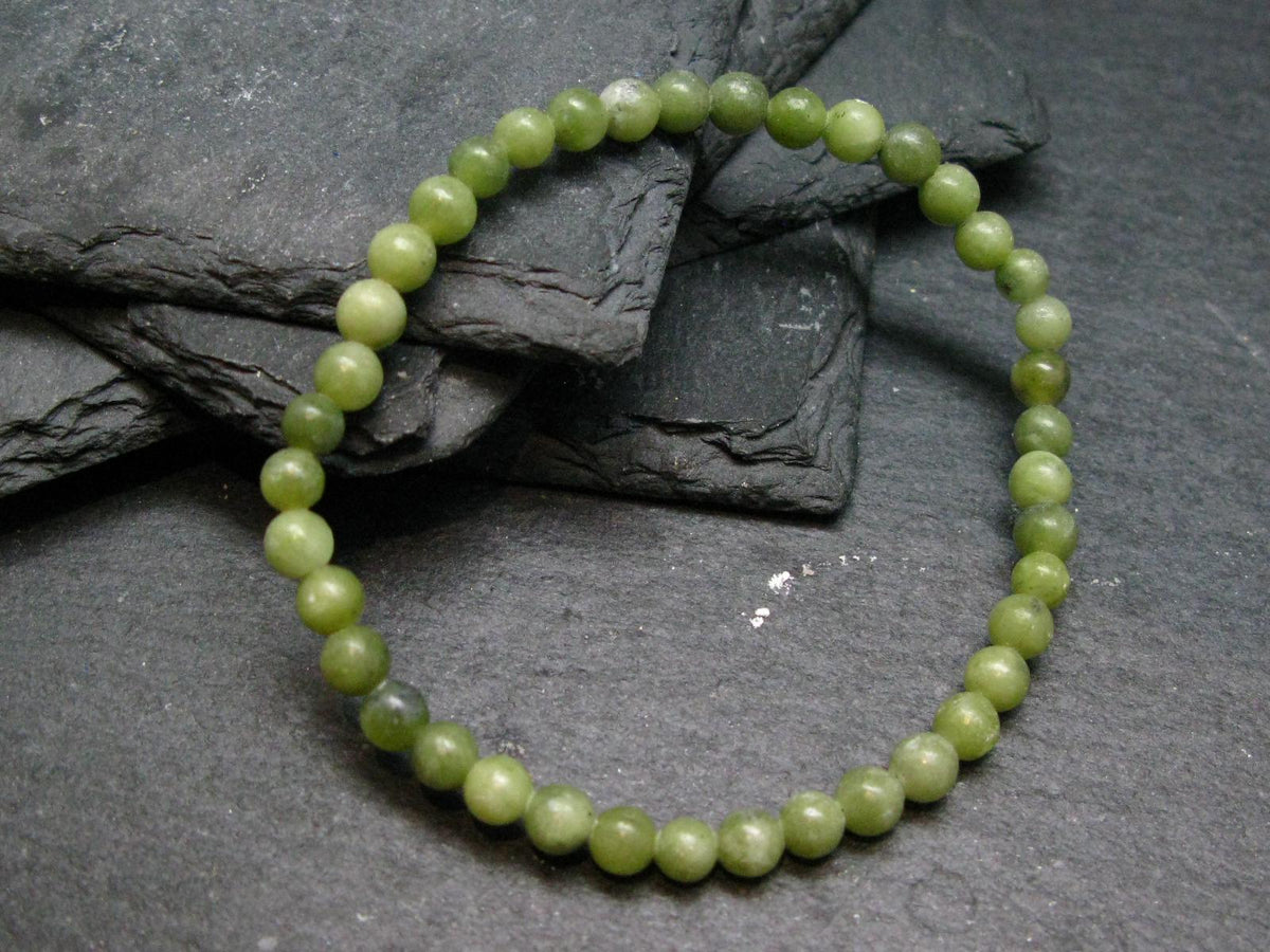 Jade Nephrite Genuine Bracelet ~ 7 Inches ~ 4mm Round Beads