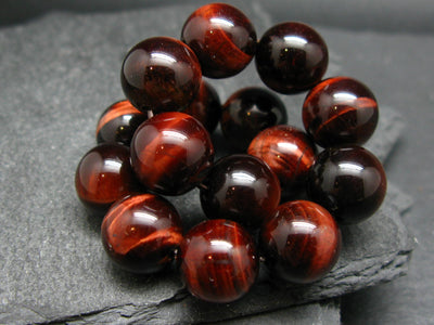 Bulls Eye (Red Tiger Eye) Genuine Bracelet ~ 7 Inches ~ 12mm Beads