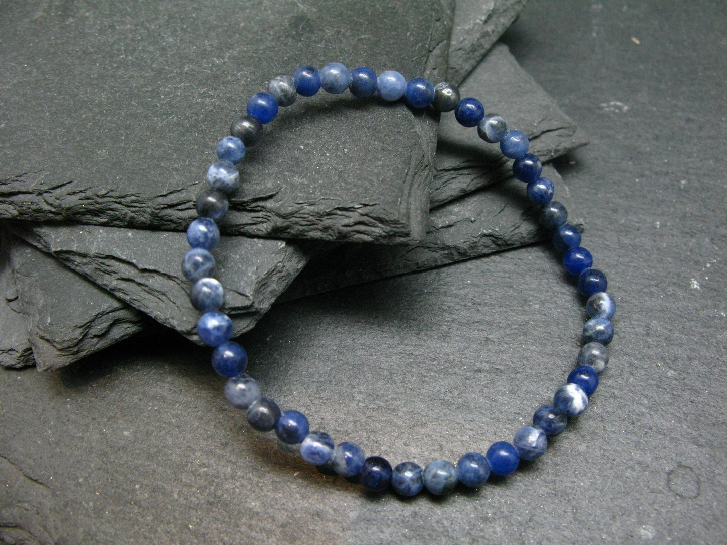 Sodalite Genuine Bracelet ~ 7 Inches ~ 4mm Round Beads