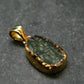 Moldavite Tektite Gold Plated Silver Pendant from Czech Republic - 0.8" - 1.0 Grams