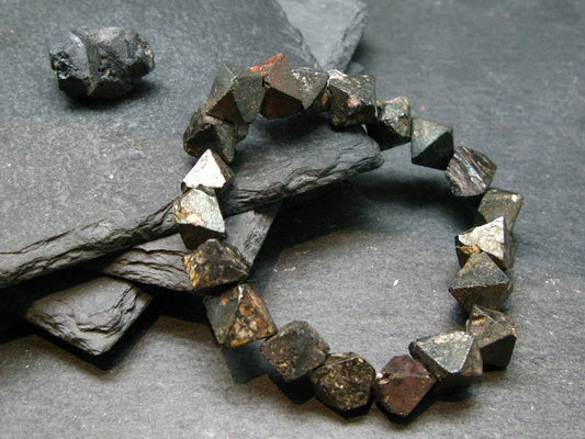 Magnetite Crystals Genuine Bracelet ~ 7 Inches ~ 12mm Crystal Beads