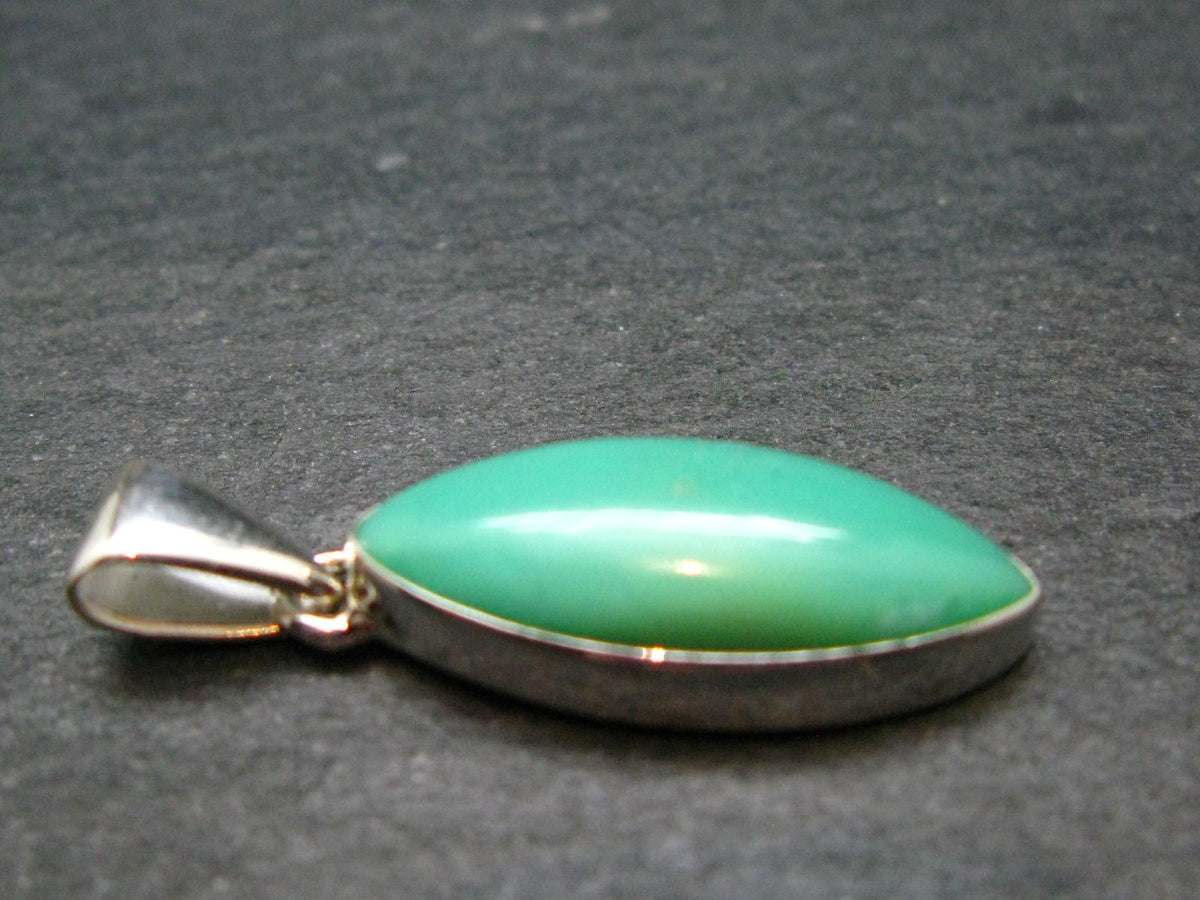 Rich Green Chrysoprase Silver Pendant From Australia - 1.3" - 3.59 Grams