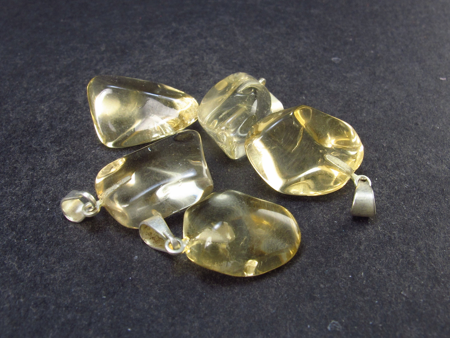 Set of 5 Natural Citrine Pendants From Brazil