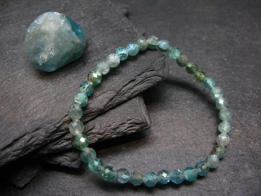 Blue Zircon Genuine Bracelet ~ 7 Inches ~ 5mm Facetted Beads