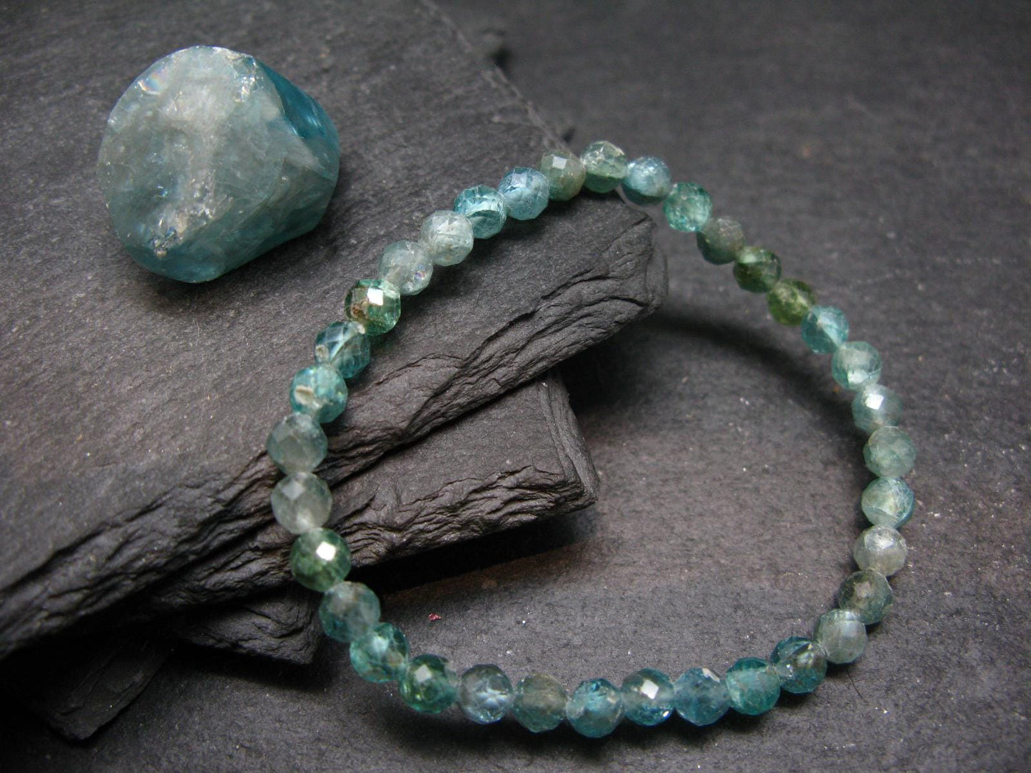 Blue Zircon Genuine Bracelet ~ 7 Inches ~ 5mm Facetted Beads