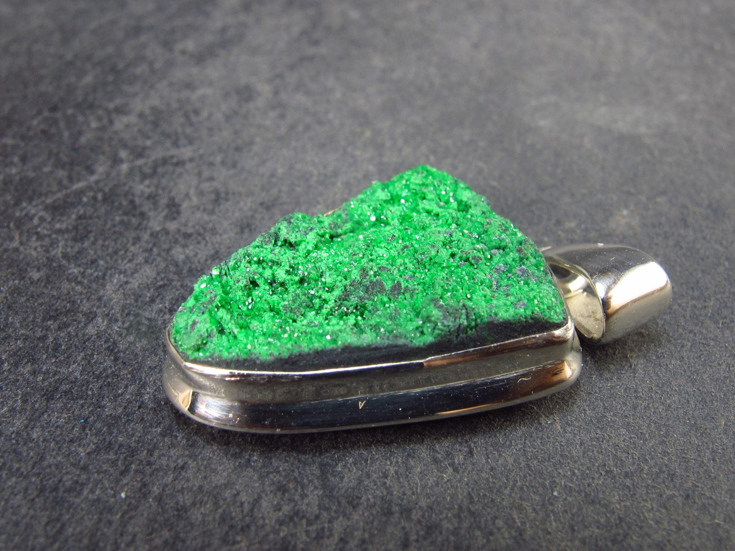 Uvarovite (Green Chromium Garnet) Cluster Silver Pendant from Russia - 1.3" - 7.01 Grams
