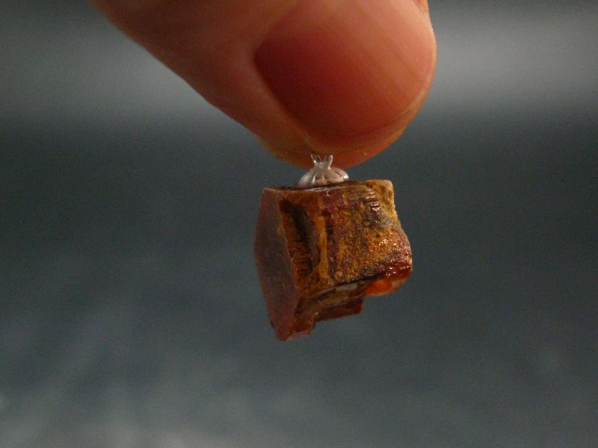 Vanadinite Crystal Silver Pendant From Morocco - 0.8" - 4.78 Grams