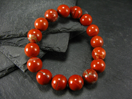 Red Jasper Genuine Bracelet ~ 7 Inches ~ 12mm Round Beads