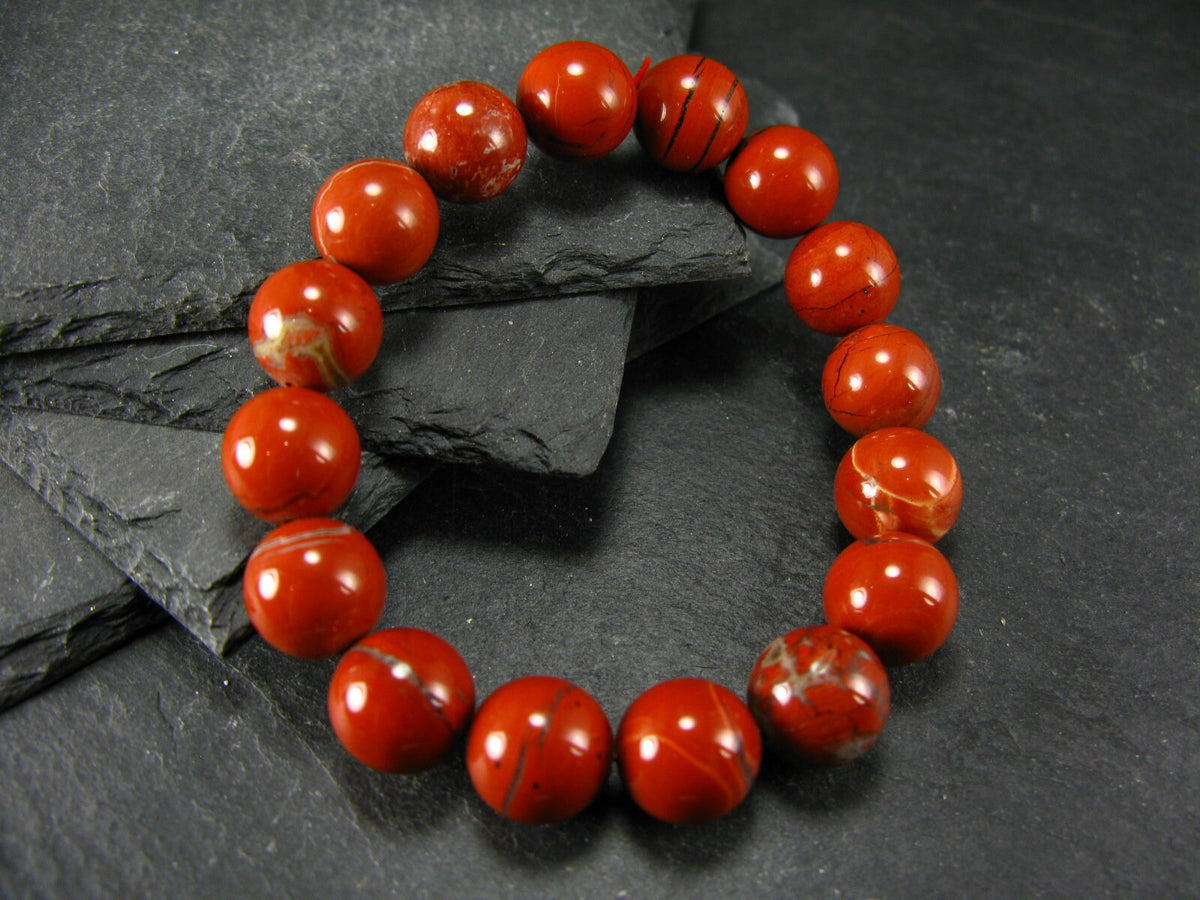 Red Jasper Genuine Bracelet ~ 7 Inches ~ 12mm Round Beads