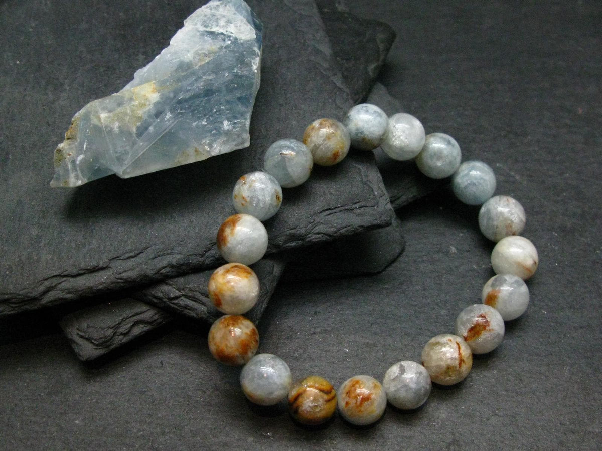 Genuine Celestite Celestine Bracelet ~ 7 Inches ~ 10mm Round Beads