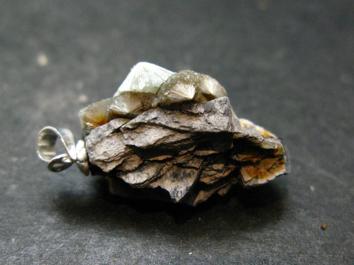 Rare Wavellite Cluster Silver Pendant From Arkansas, USA - 1.1" - 3.27 Grams