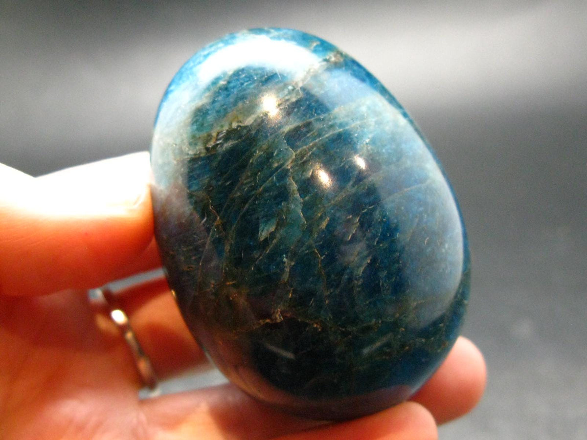 Large Neon Blue Apatite Egg from Madagascar - 188.64 Grams - 2.3"