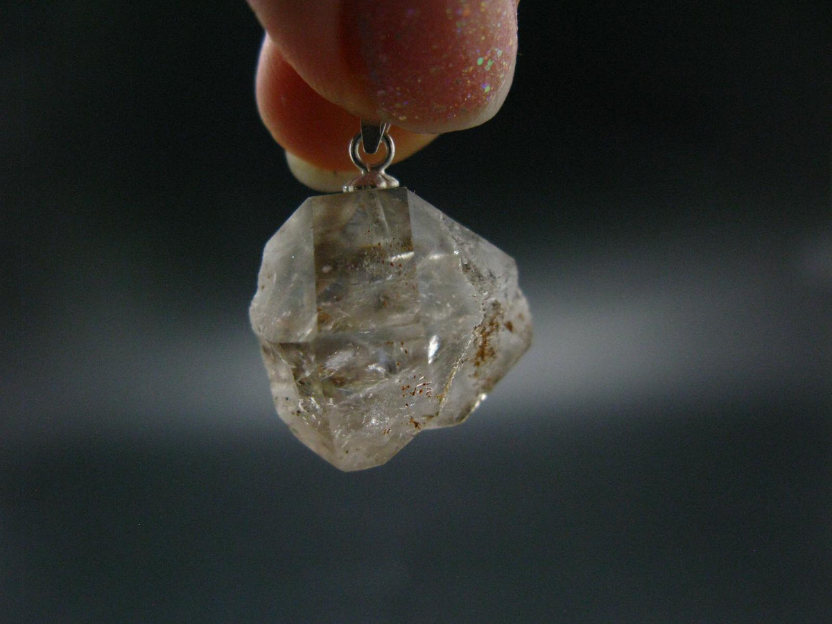 Large DT Elestial Quartz Crystal Silver Pendant From Brazil - 1.0" - 5.61 Grams