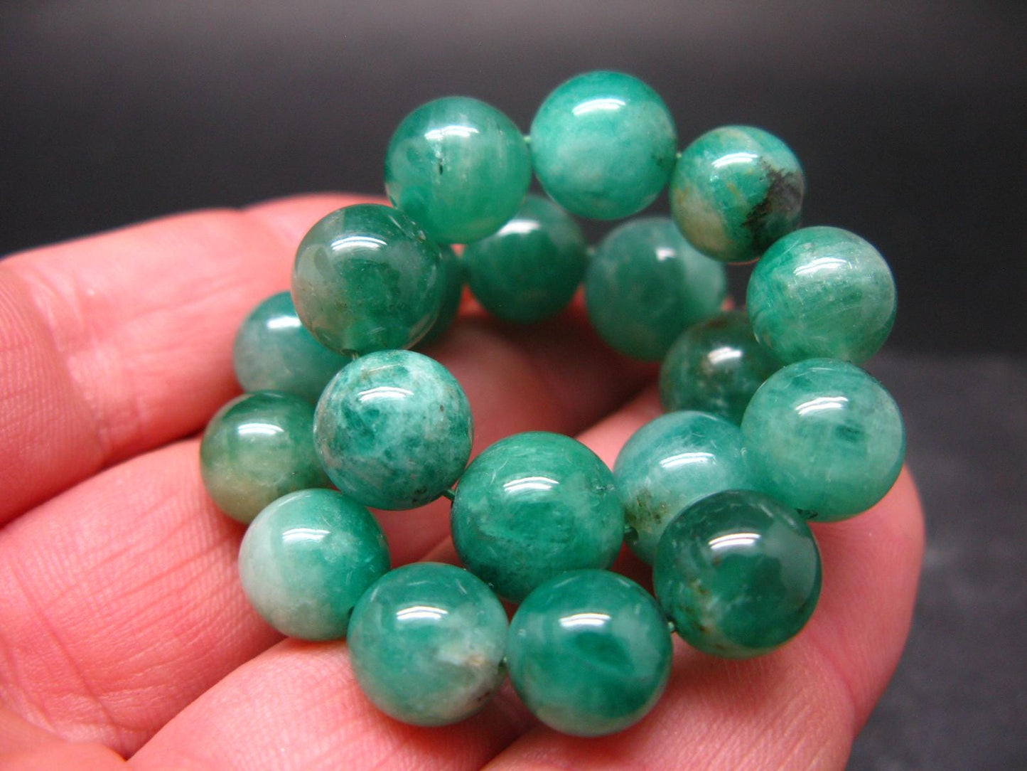 Emerald Gem Genuine Bracelet ~ 7 Inches ~ 10mm Round Beads