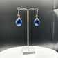 Azurite Teardrop Earrings | Sterling Silver Dangle | Blue Crystal Jewelry
