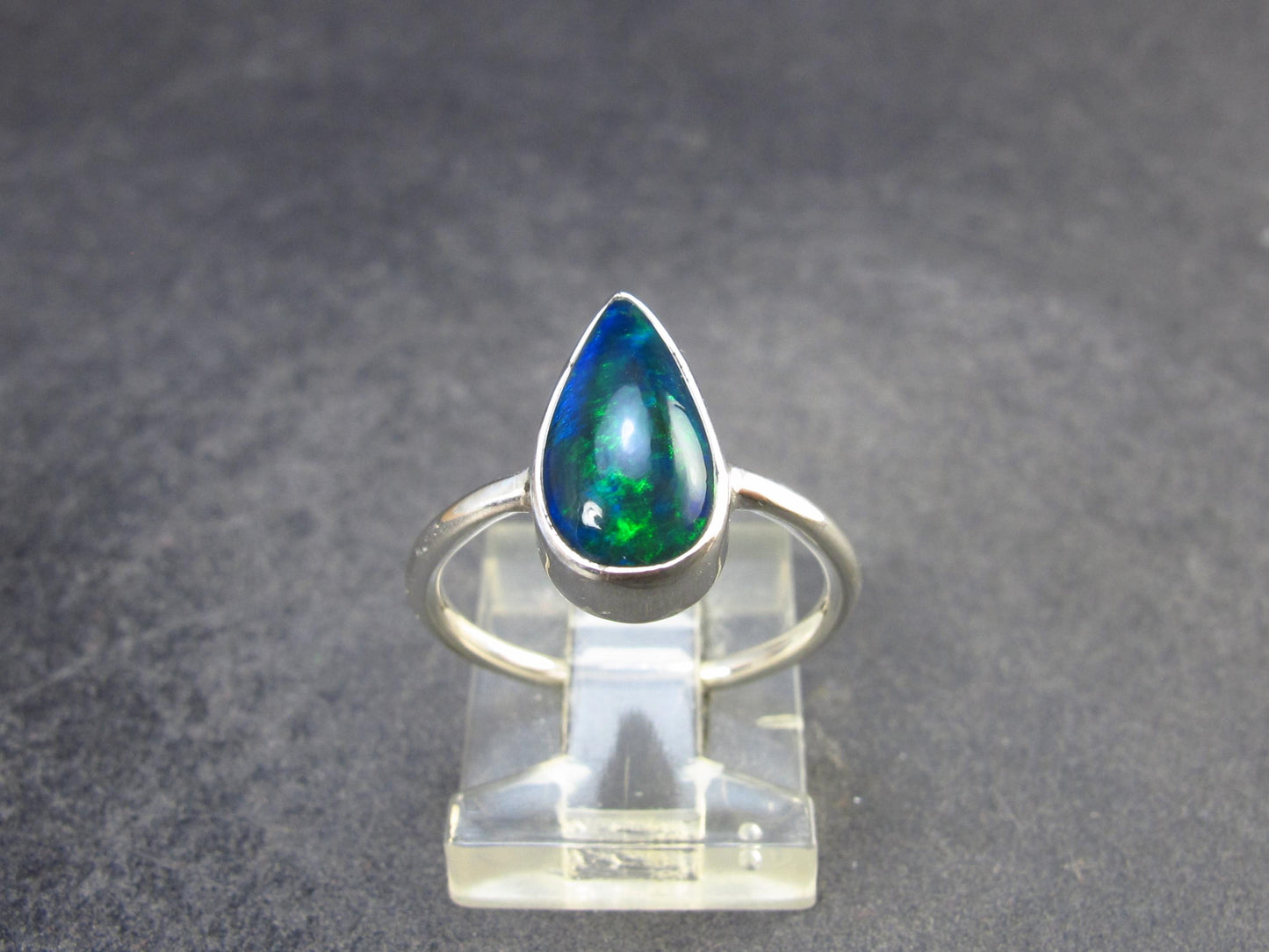 Rare Black Opal Sterling Silver Ring from Australia - Size 5.5 - 1.97 Grams
