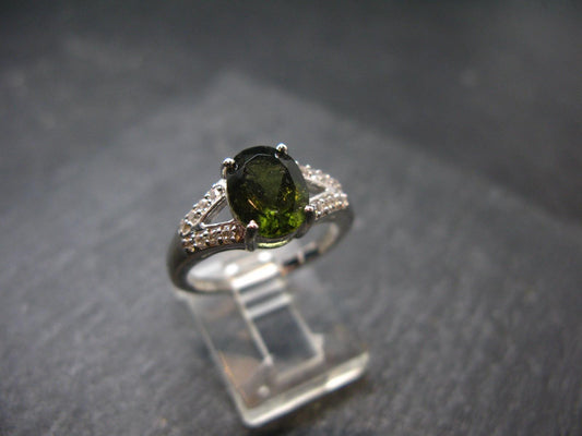 Moldavite Sterling Silver Ring From Czech Republic - Size 7.25 - 3.30 Grams
