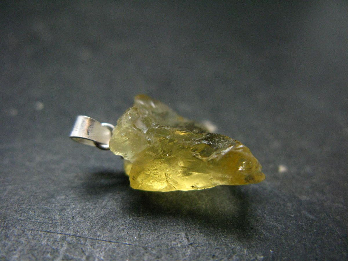 Heliodor (Yellow Beryl) Crystal Silver Pendant From Brazil - 0.9" - 1.73 Grams