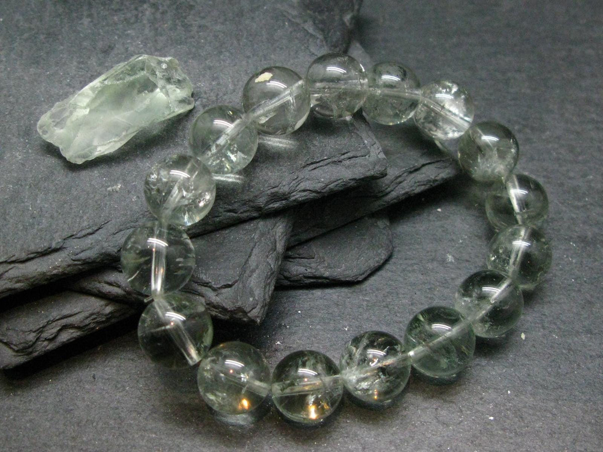 Prasiolite Green Amethyst Genuine Bracelet ~ 7 Inches ~ 12mm Round Beads
