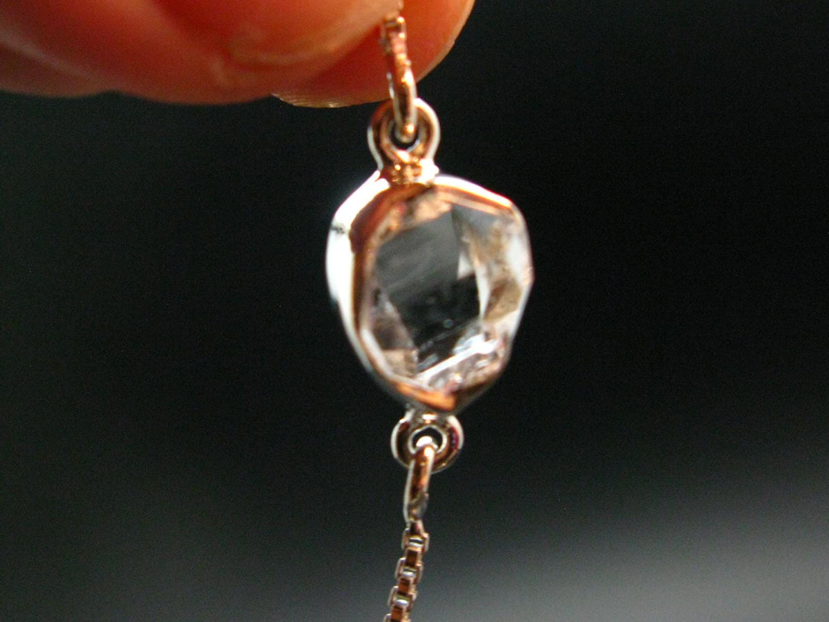 Herkimer Diamond Quartz Silver Bracelet Adjustable Length - 3.07 Grams