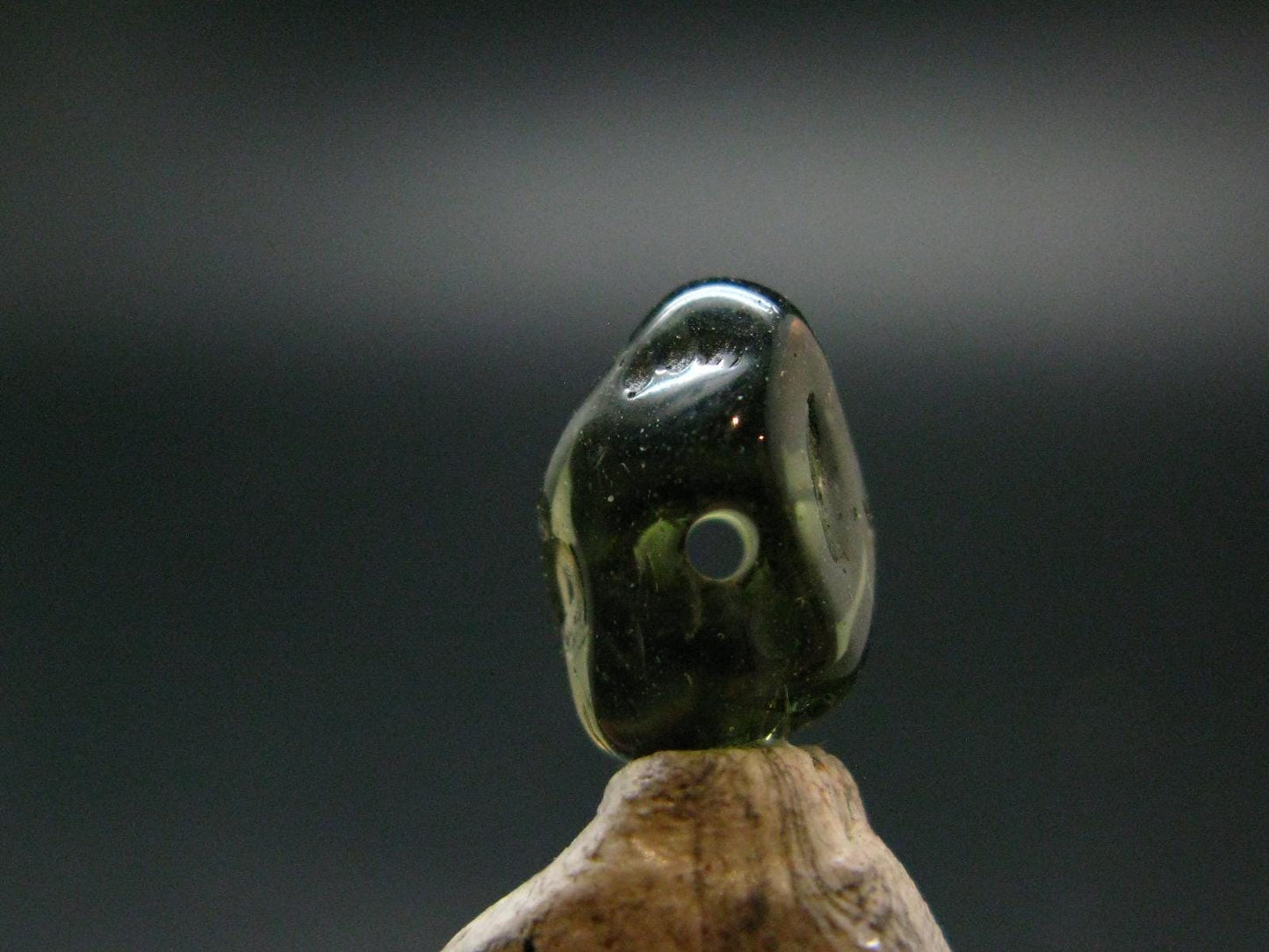 Moldavite Tektite Tumbled Bead from Czech Republic - 11 mm - 3.45 Carats