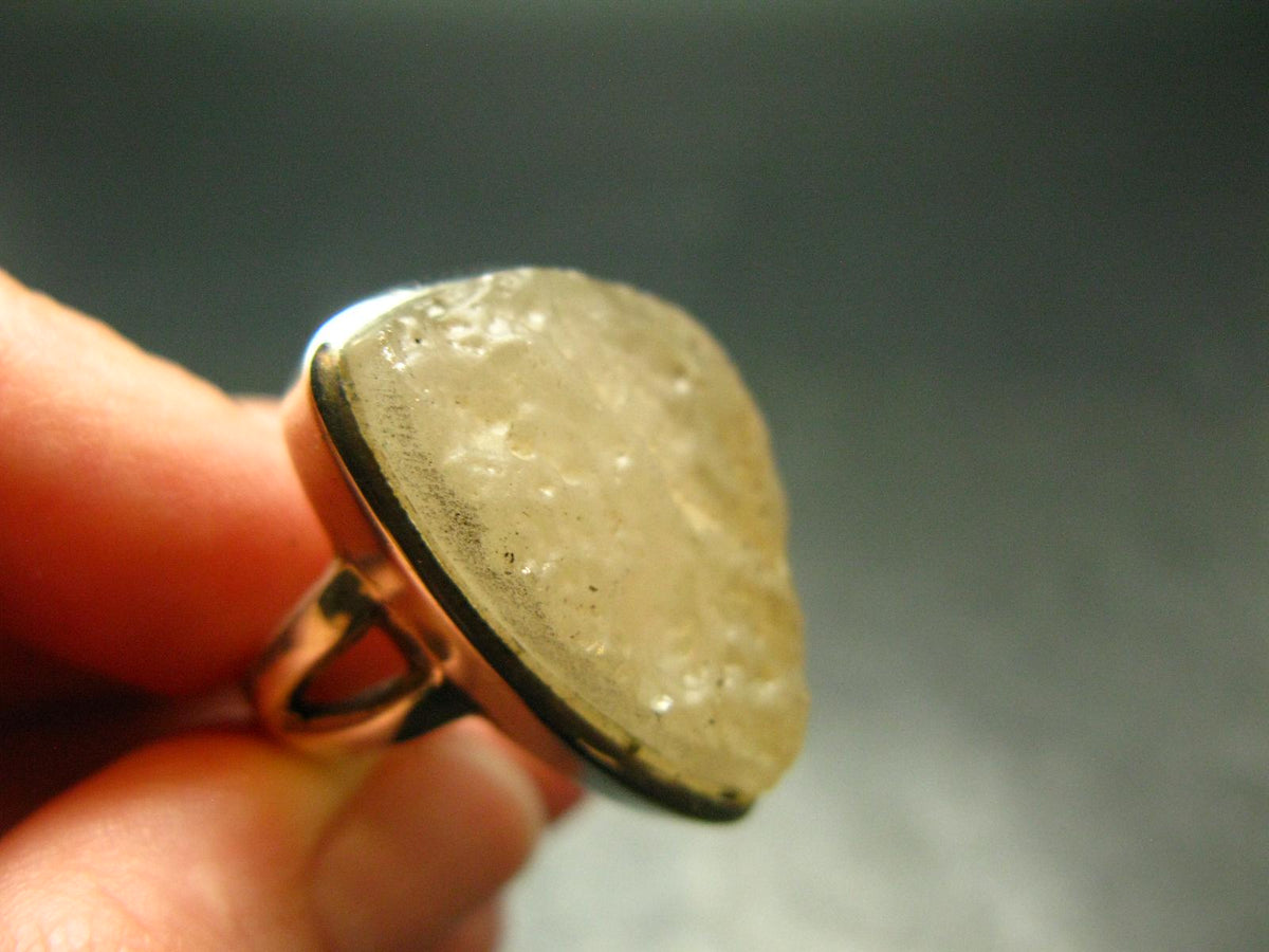 Natural Gem Raw Libyan Desert Glass Tektite Sterling Silver Ring from Libya - Size 9.75 - 9.77 Grams