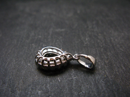 Moldavite Tektite Silver Pendant from Czech Republic - 0.7" - 2.20 Grams