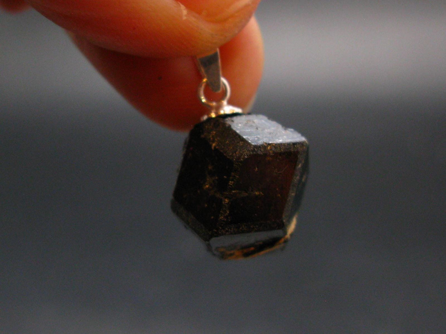 Sharp Black Melanite Andradite Garnet Silver Pendant From Mali - 0.8" - 3.65 Grams