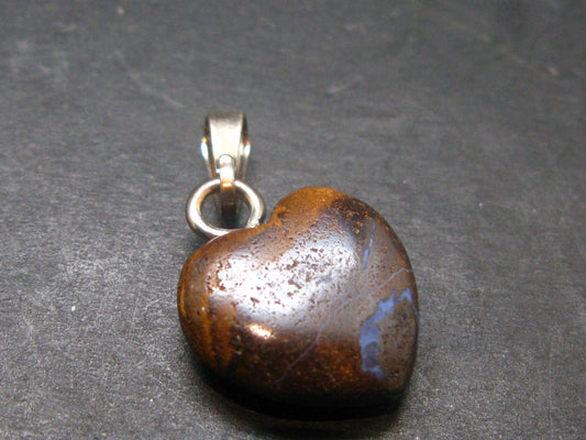 Very Rare Heart Boulder Opal Sterling Silver Pendant Necklace From Australia - 1.0" - 2.60 Grams