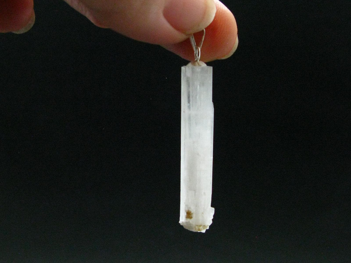Rare Clear Natrolite Crystal Silver Pendant From Tanzania - 1.7" - 2.0 Grams